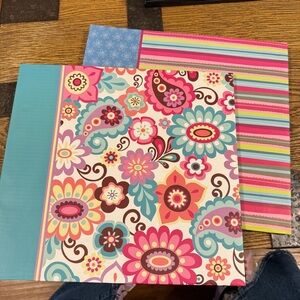 Set if 2 Colorful Floral and Striped Scrapbooks